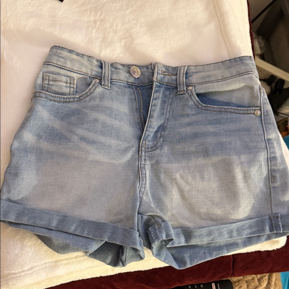 Fashion Nova Light Blue High Waist Denim Shorts